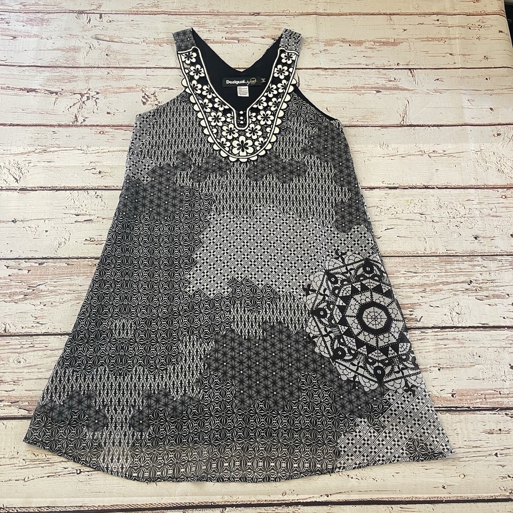 Desigual by Christian Lacroix Gray Designer‎ Floral Shift A-Line Dress Size 42